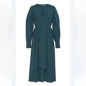 EMILIA WICKSTEAD Farnia Bow Detailed Crepe Midi Dress Green Size 6